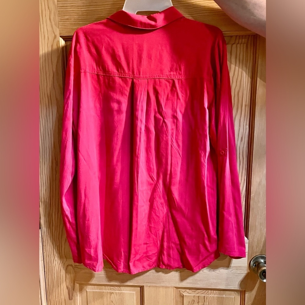 NWT Tendency All Silk Hot Pink Blouse M Barbiecore Fuchsia Lux Dopamine Dressing - Picture 8 of 12